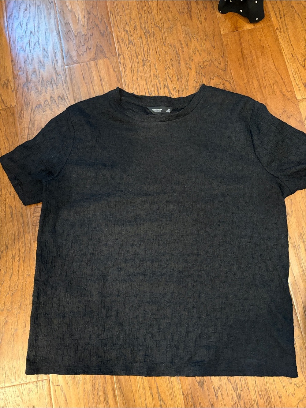 Vera wang Black Textured Short-Sleeve Shirt stretch